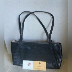 Monsac Original Black Leather Shoulder Handbag - with proof of AUTHENTICITY